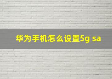 华为手机怎么设置5g sa